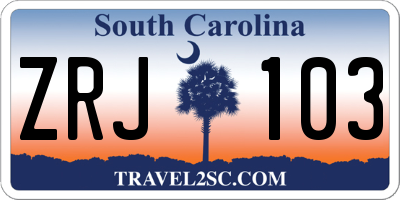 SC license plate ZRJ103