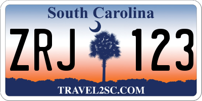 SC license plate ZRJ123