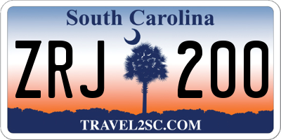 SC license plate ZRJ200