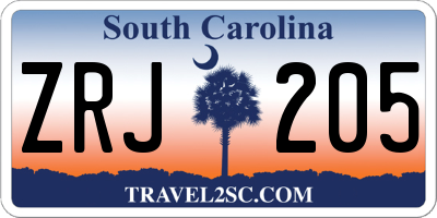 SC license plate ZRJ205