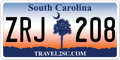 SC license plate ZRJ208