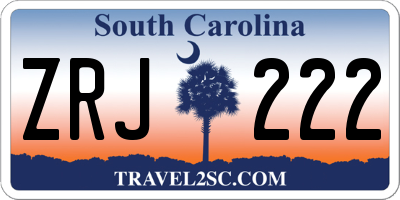 SC license plate ZRJ222