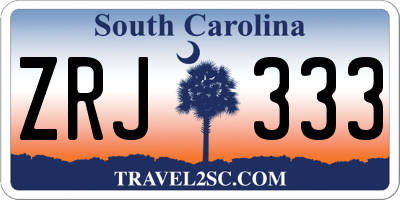SC license plate ZRJ333