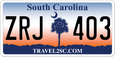 SC license plate ZRJ403