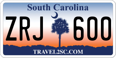 SC license plate ZRJ600