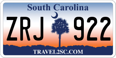 SC license plate ZRJ922