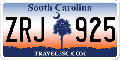 SC license plate ZRJ925