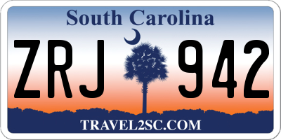 SC license plate ZRJ942