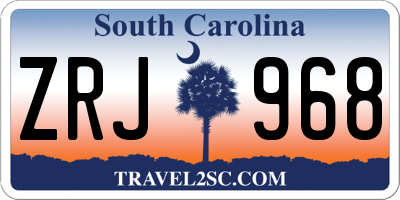 SC license plate ZRJ968