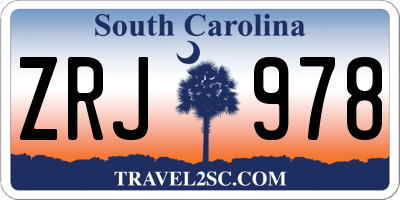 SC license plate ZRJ978