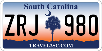 SC license plate ZRJ980