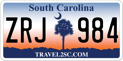 SC license plate ZRJ984