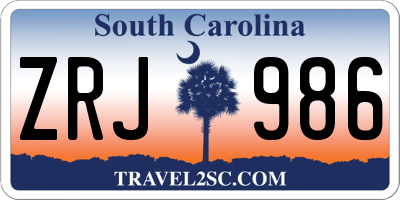 SC license plate ZRJ986