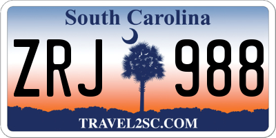 SC license plate ZRJ988