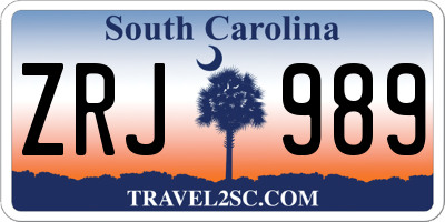 SC license plate ZRJ989