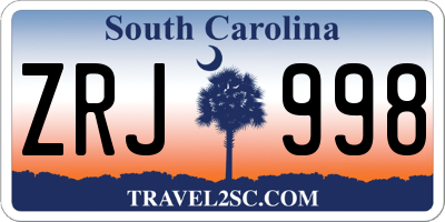 SC license plate ZRJ998