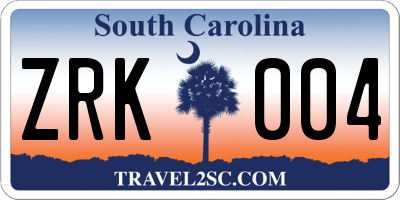 SC license plate ZRK004