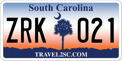 SC license plate ZRK021