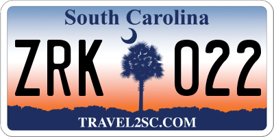 SC license plate ZRK022