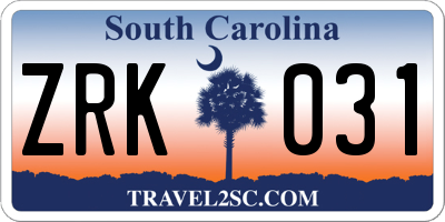 SC license plate ZRK031