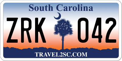 SC license plate ZRK042