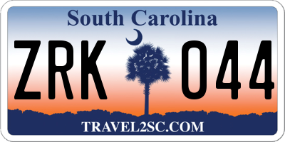 SC license plate ZRK044