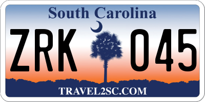 SC license plate ZRK045