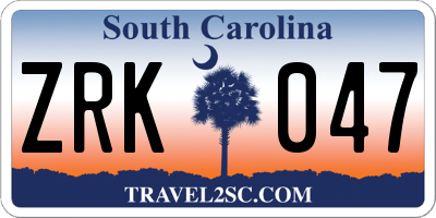 SC license plate ZRK047