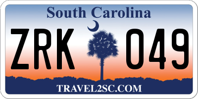 SC license plate ZRK049