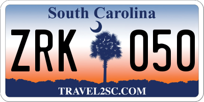 SC license plate ZRK050