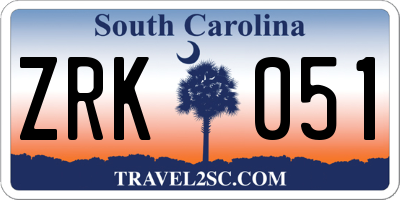 SC license plate ZRK051
