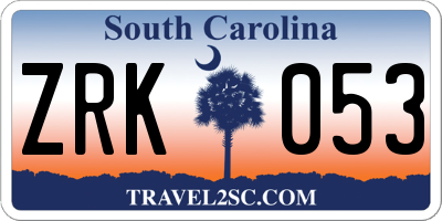 SC license plate ZRK053