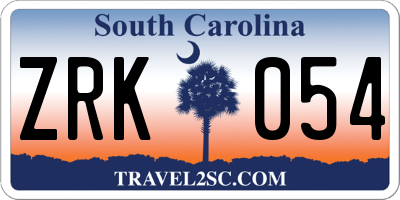 SC license plate ZRK054