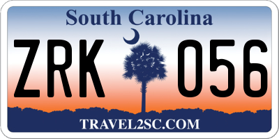 SC license plate ZRK056