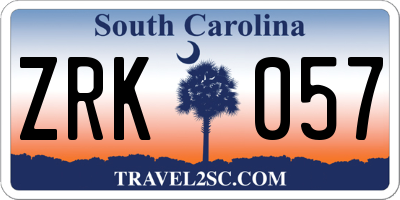 SC license plate ZRK057