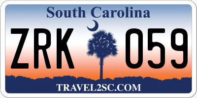 SC license plate ZRK059