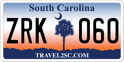 SC license plate ZRK060