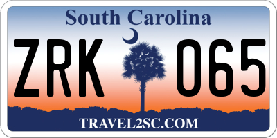 SC license plate ZRK065