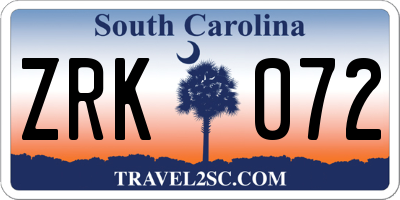 SC license plate ZRK072