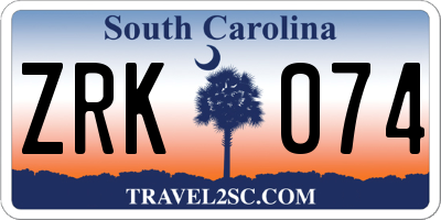 SC license plate ZRK074