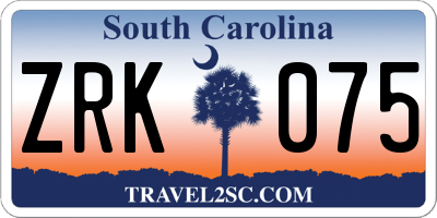 SC license plate ZRK075