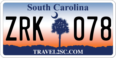 SC license plate ZRK078
