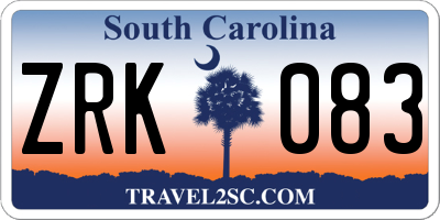 SC license plate ZRK083