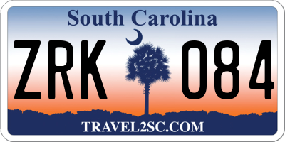 SC license plate ZRK084