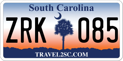 SC license plate ZRK085