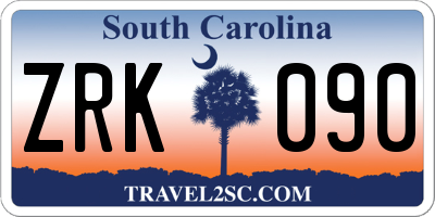 SC license plate ZRK090