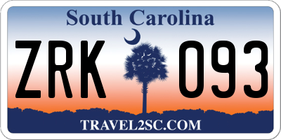 SC license plate ZRK093