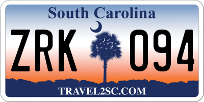 SC license plate ZRK094