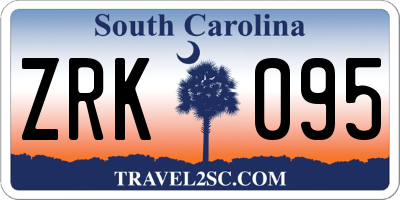 SC license plate ZRK095