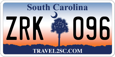 SC license plate ZRK096